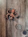 Red Brown Octopus | Wooden Needle Minder