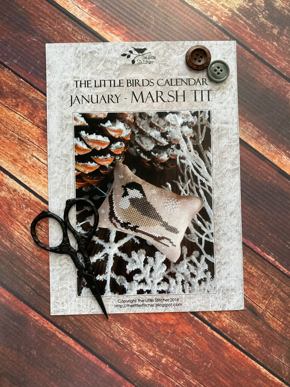 January - Marsh Tit | The Little Birds Calendar | The Little Stitcher