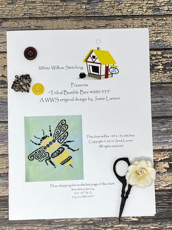 Tribal Bumble Bee | White Willow Stitching