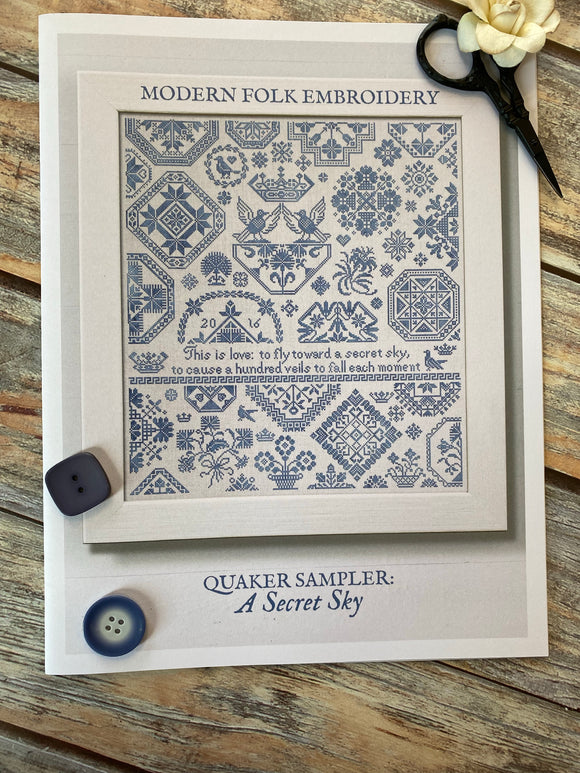 Quaker Sampler: A Secret Sky | Modern Folk Embroidery