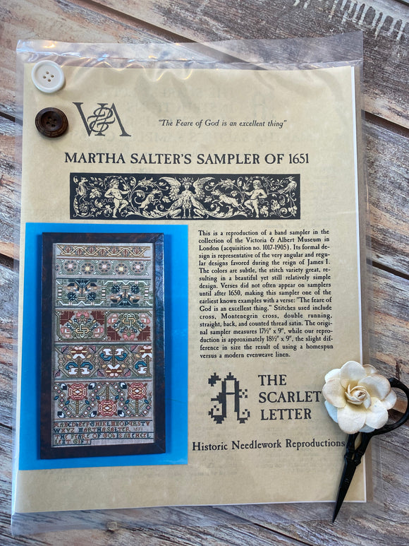 Martha Salter's Sampler of 1651 | The Scarlet Letter