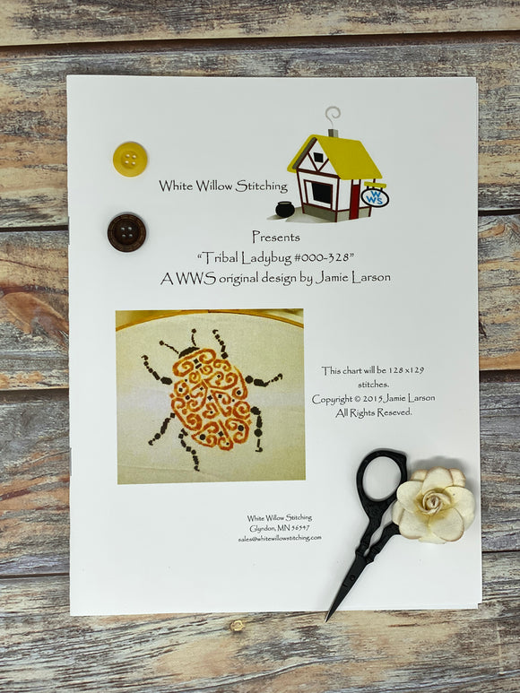 Tribal Ladybug | White Willow Stitching