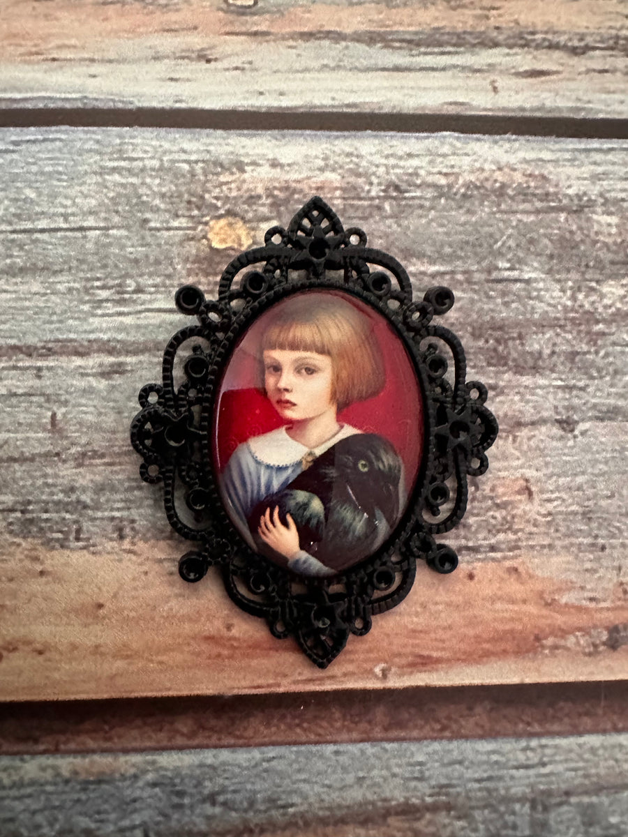Girl with Crow | Thread Ring – Pumpkin Creek Primitives
