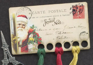 Joyeux Noel Vintage Postcard | Thread Keep | Whimsical Edge Designs